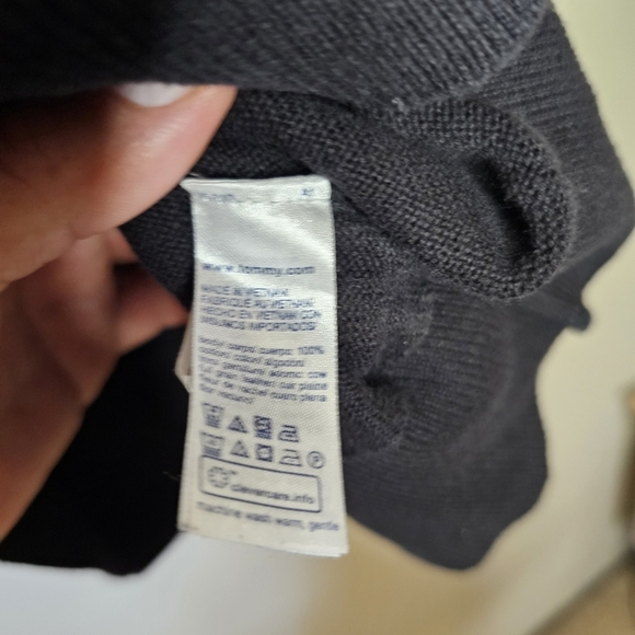 Tommy Hilfiger Black Sweater Collared Quarter Zip Size Large - Picture 5 of 7